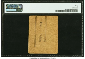 image for: Massachusetts June 18, 1776 $4 (24s) Contemporary Counterfeit PMG Extremely Fine 40....
