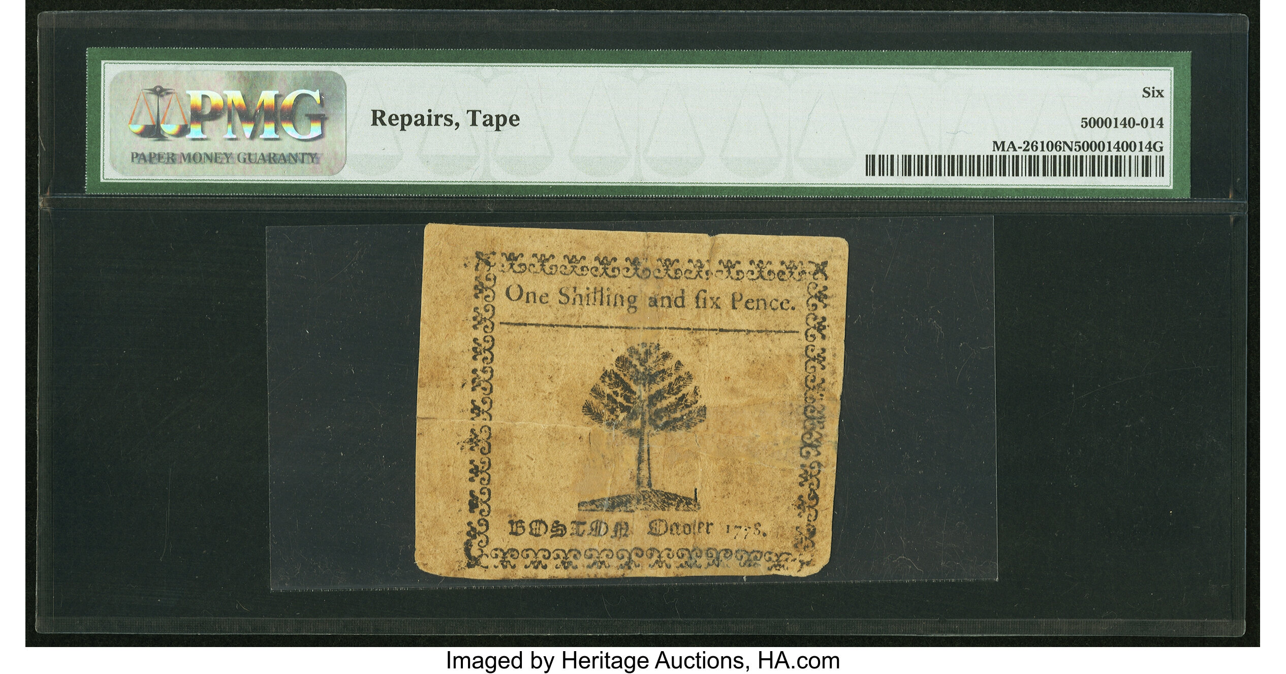 image for: Massachusetts October 16, 1778 1s 6d PMG Good 6 Net....