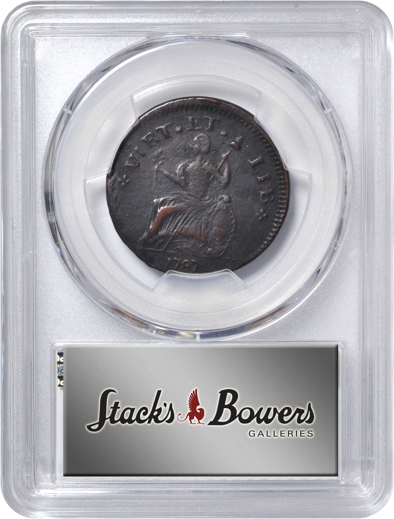 image for: 1787 Nova Eborac Copper. W-5765. Rarity-6+. Small Head. EF Details--Tooled (PCGS).
