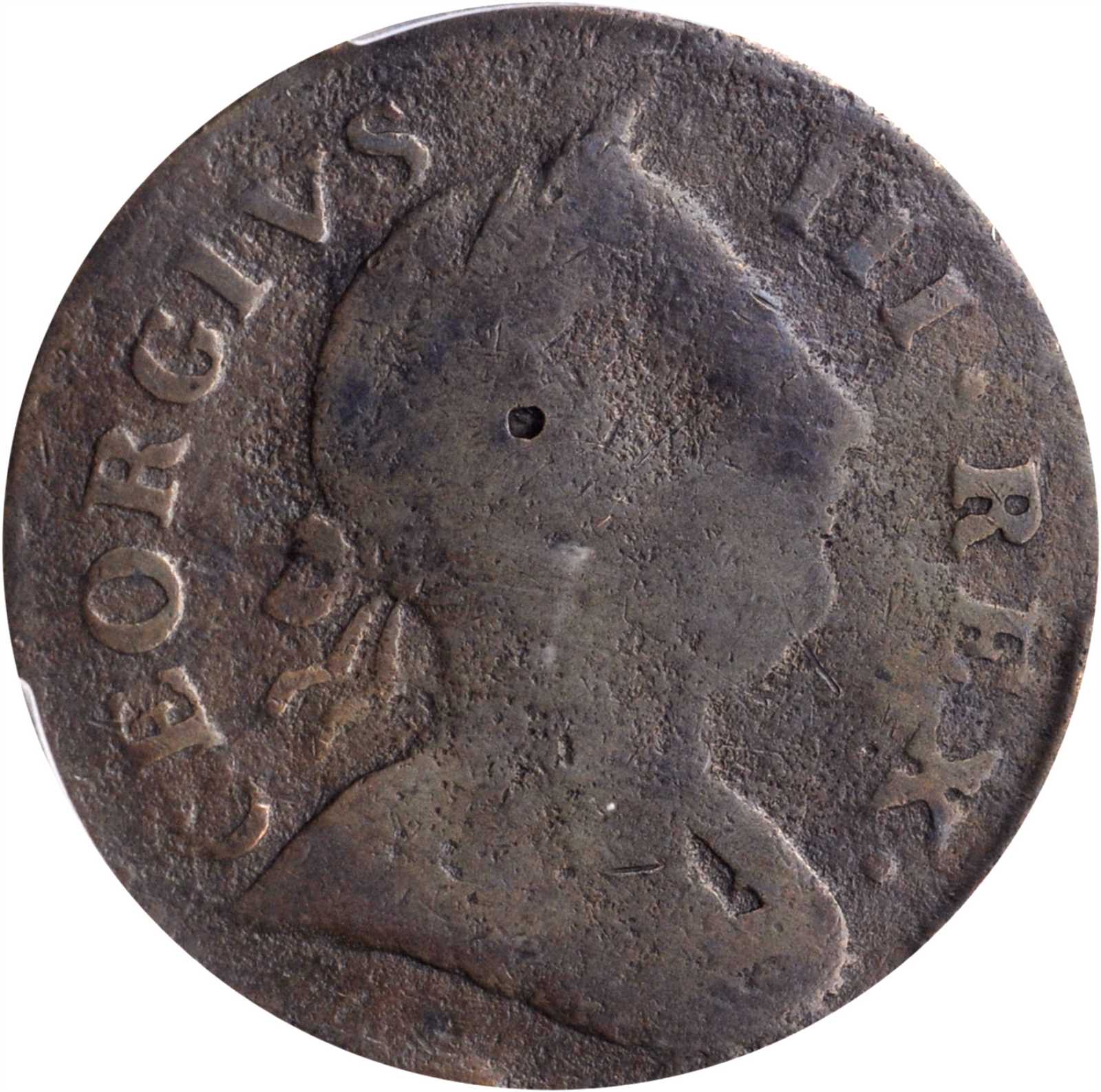 image for: 1771 Machin's Mills Halfpenny. Vlack 2-71A, W-7670. Rarity-4. GEORGIVS III, Group I. VG Details--Environmental Damage (PCGS).