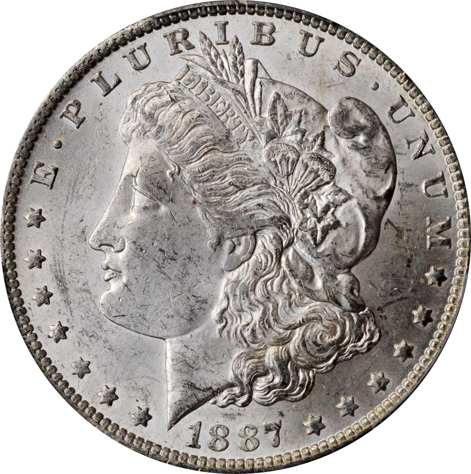 1887/6-O Morgan Silver Dollar. VAM-3. Top 100 Variety. Unc Details--Cleaned (PCGS).