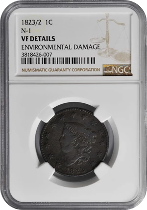 image for: 1823/2 Matron Head Cent. N-1. VF Details--Environmental Damage (NGC).
