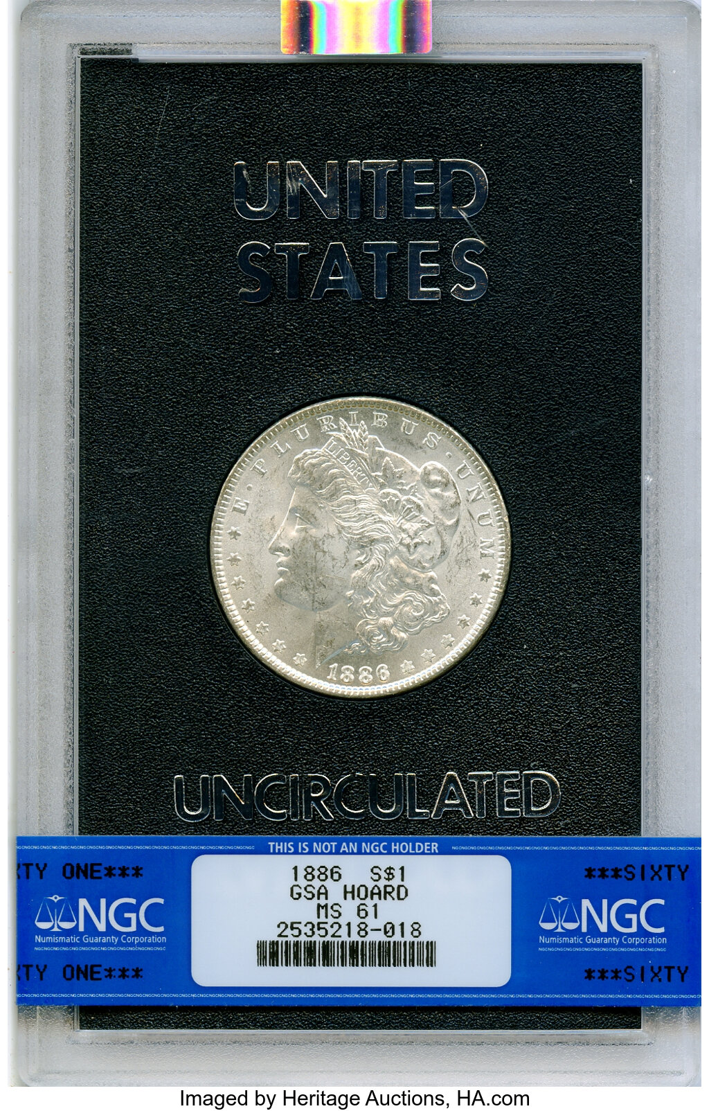 image for: 1886 $1 GSA Hoard MS61 NGC. NGC Census: (0/0). PCGS Population: (0/3). CDN: $250 Whsle. Bid for NGC/PCGS MS61. ...