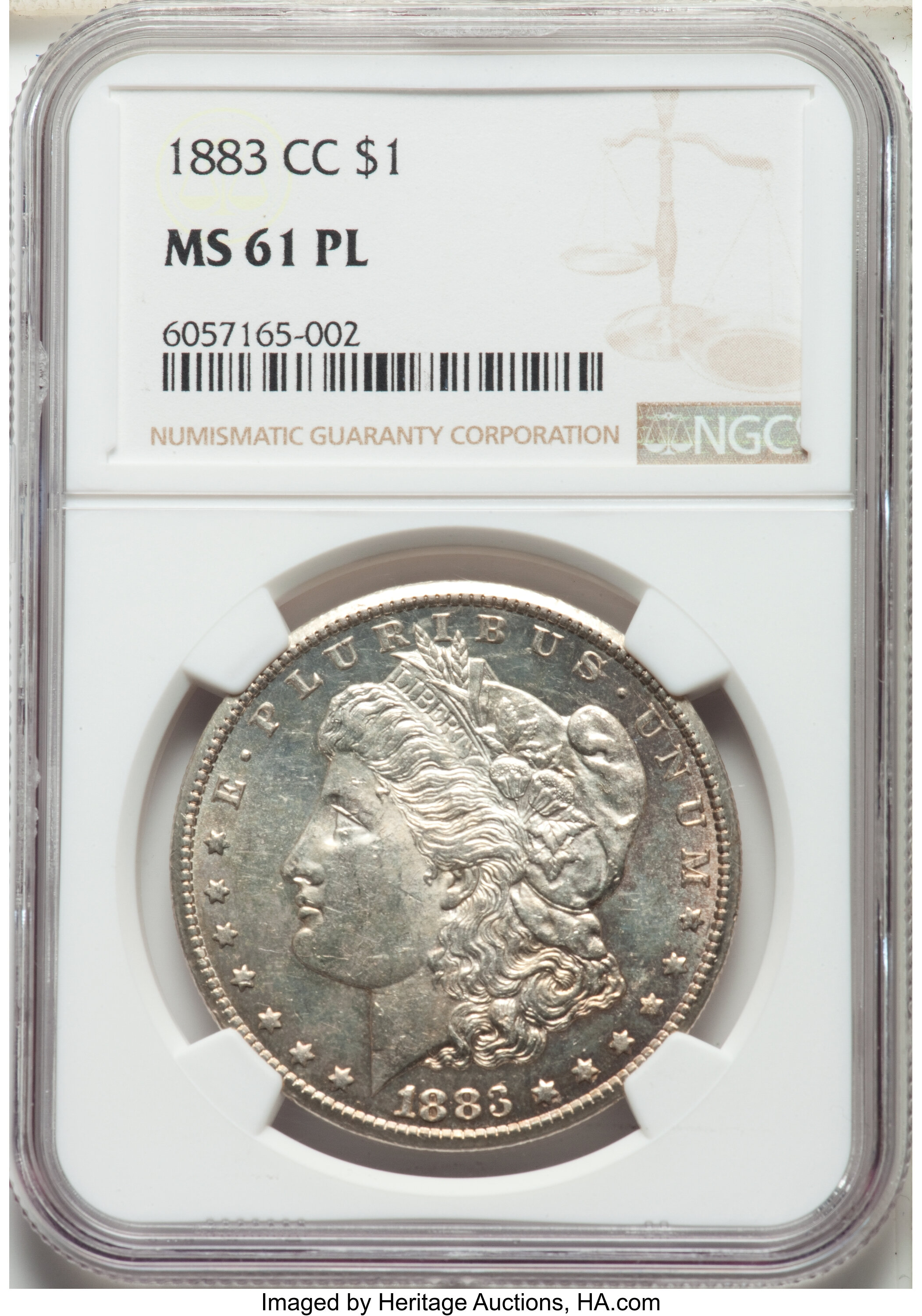 1883-CC $1 MS61 Prooflike NGC. NGC Census: (29/1968). PCGS Population: (43/3908). CDN: $269.50.Whsle. Bid for NGC/PCGS MS61...