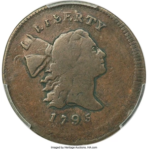 image for: 1795 1/2 C Plain Edge, Punctuated Date, C-2b, B-2b, R.6 -- Double Struck -- VG10 PCGS....
