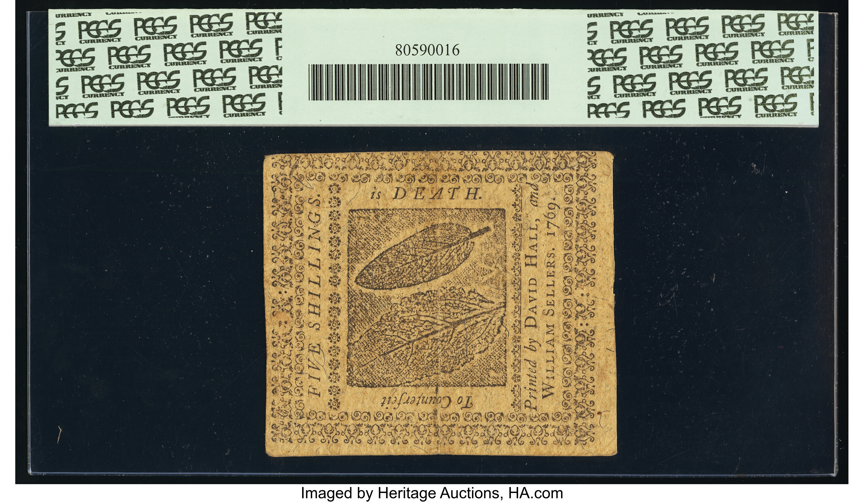 image for: Pennsylvania March 10, 1769 5 Ss Fr. PA-142 PCGS Apparent Extremely Fine 45...