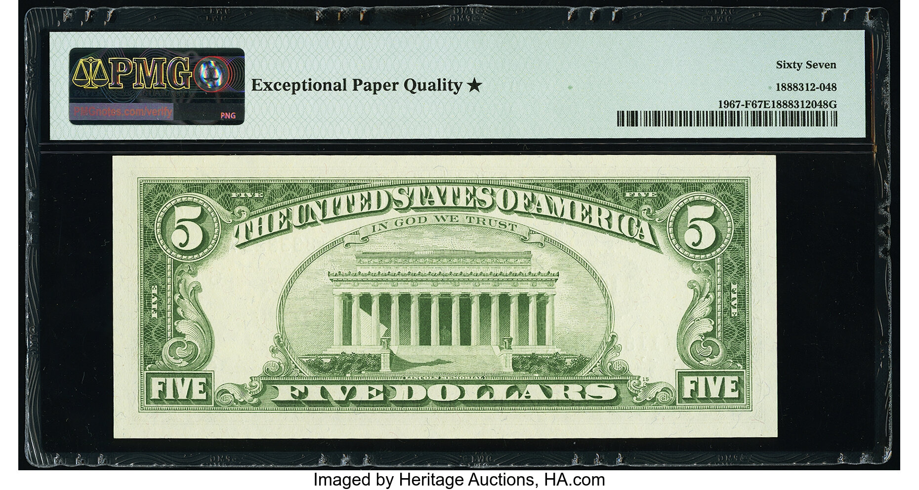 image for: Fr. 1967-F $5 1963 Federal Reserve Note. PMG Superb Gem Unc 67 EPQ*....