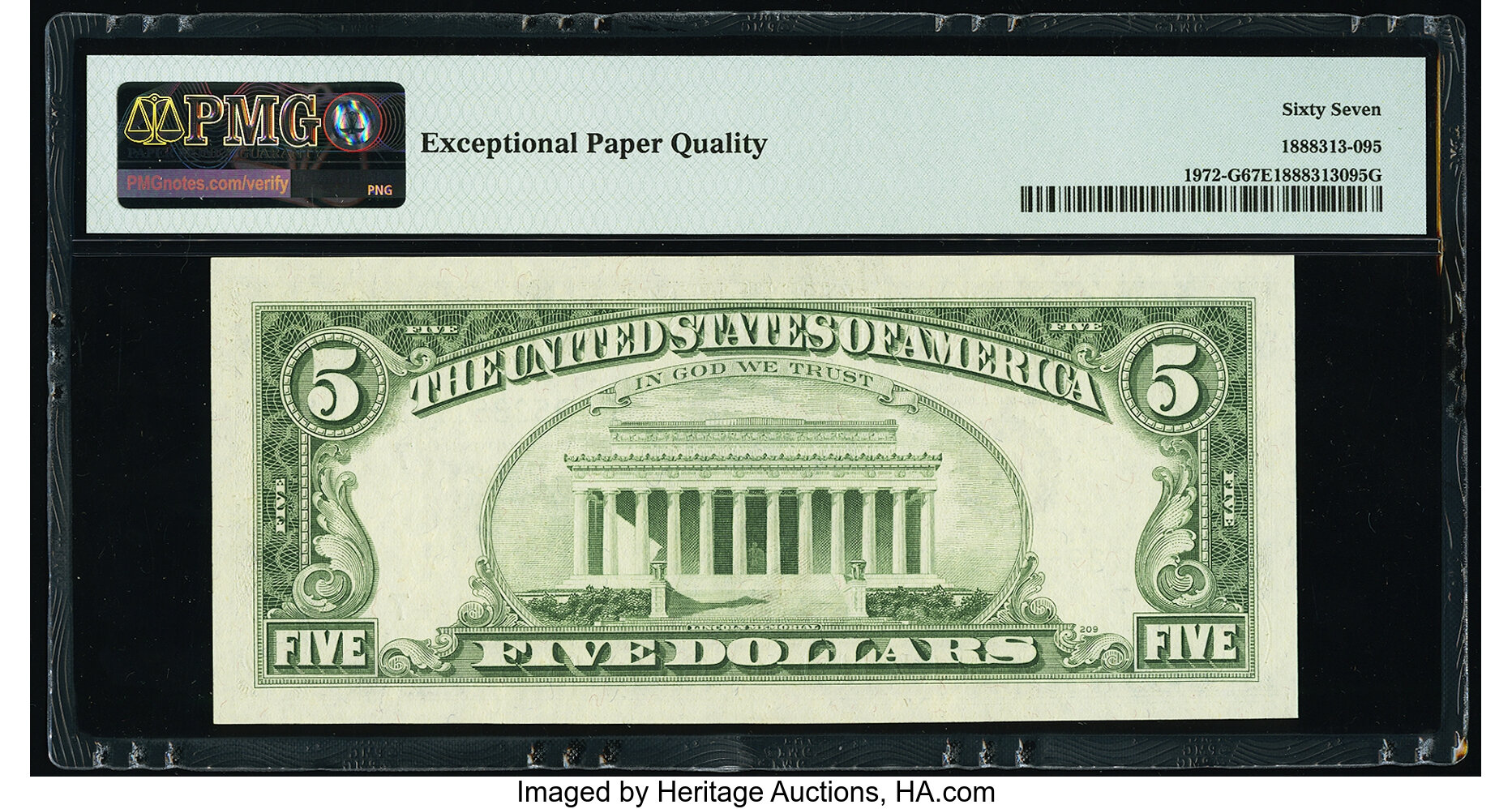 image for: Fr. 1972-G $5 1969C Federal Reserve Note. PMG Superb Gem Unc 67 EPQ....