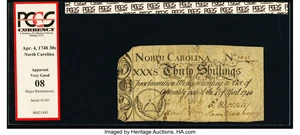 image for: North Carolina April 4, 1748 30s PCGS Apparent Very Good 8....
