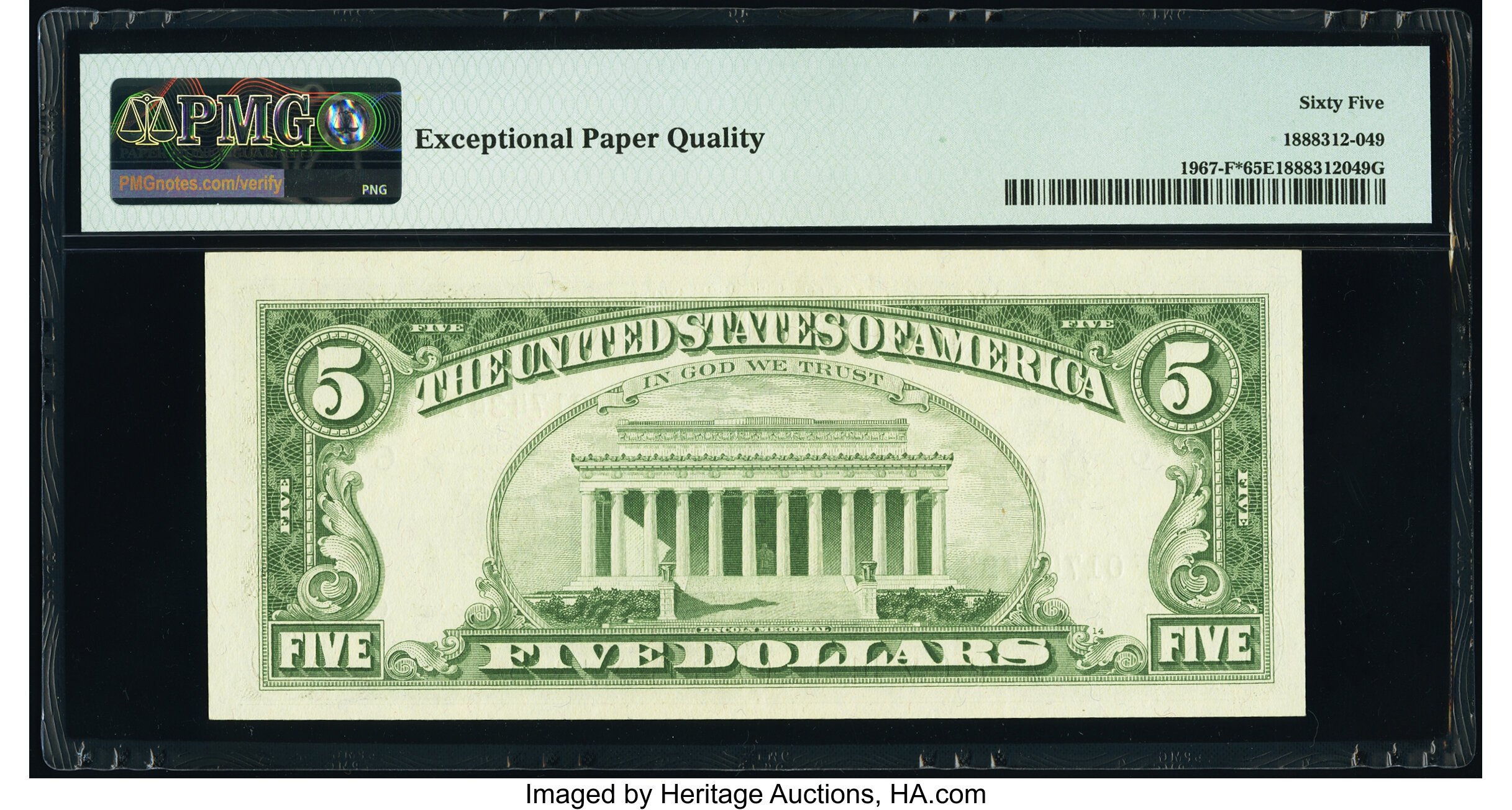 image for: Fr. 1967-F* $5 1963 Federal Reserve Star Note. PMG Gem Uncirculated 65 EPQ....
