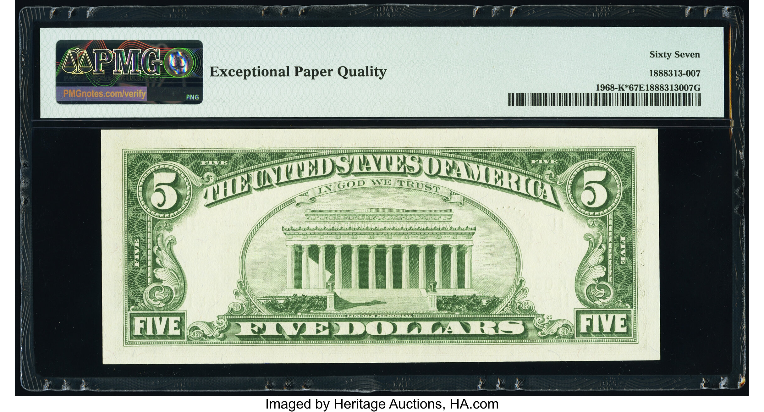 image for: Fr. 1968-K* $5 1963A Federal Reserve Star Note. PMG Superb Gem Unc 67 EPQ....