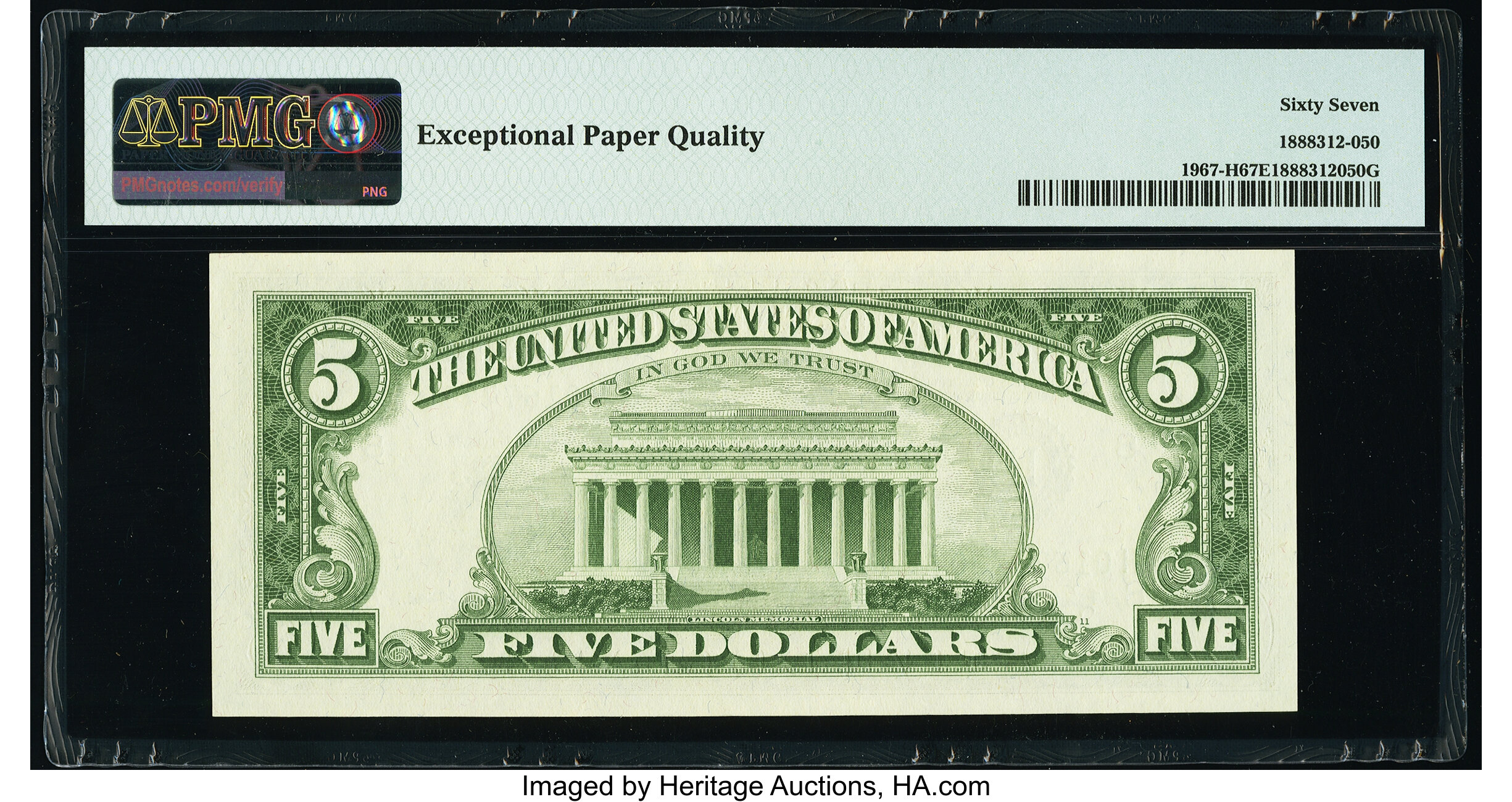 image for: Fr. 1967-H $5 1963 Federal Reserve Note. PMG Superb Gem Unc 67 EPQ....