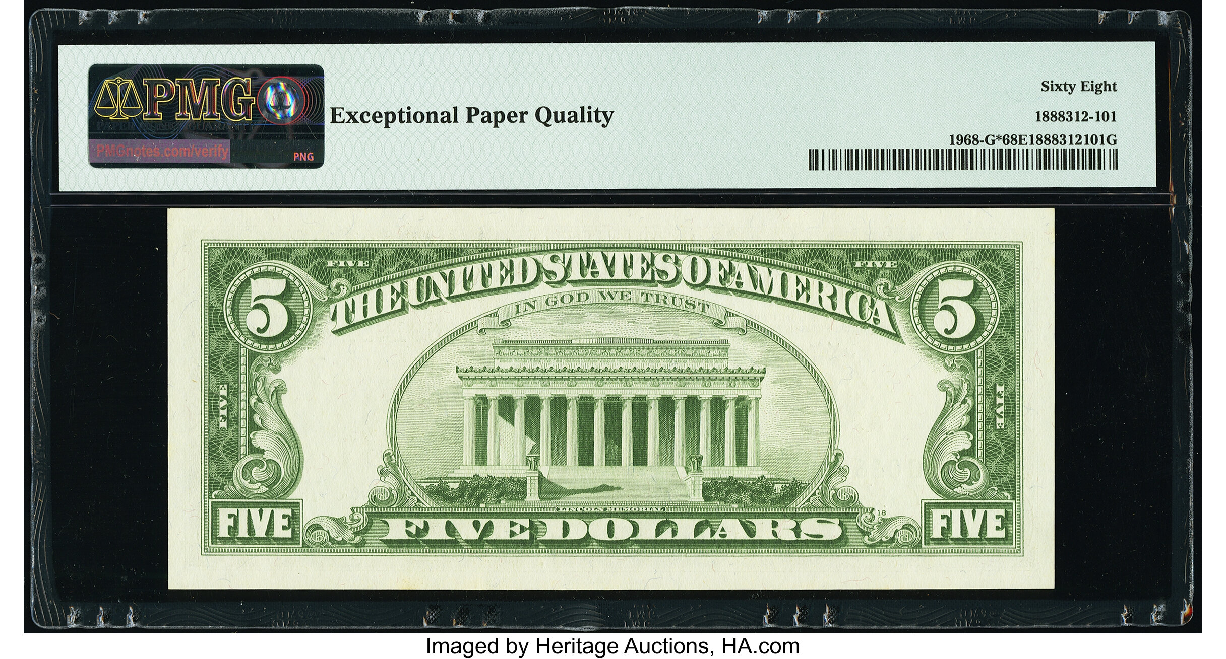 image for: Fr. 1968-G* $5 1963A Federal Reserve Star Note. PMG Superb Gem Unc 68 EPQ....