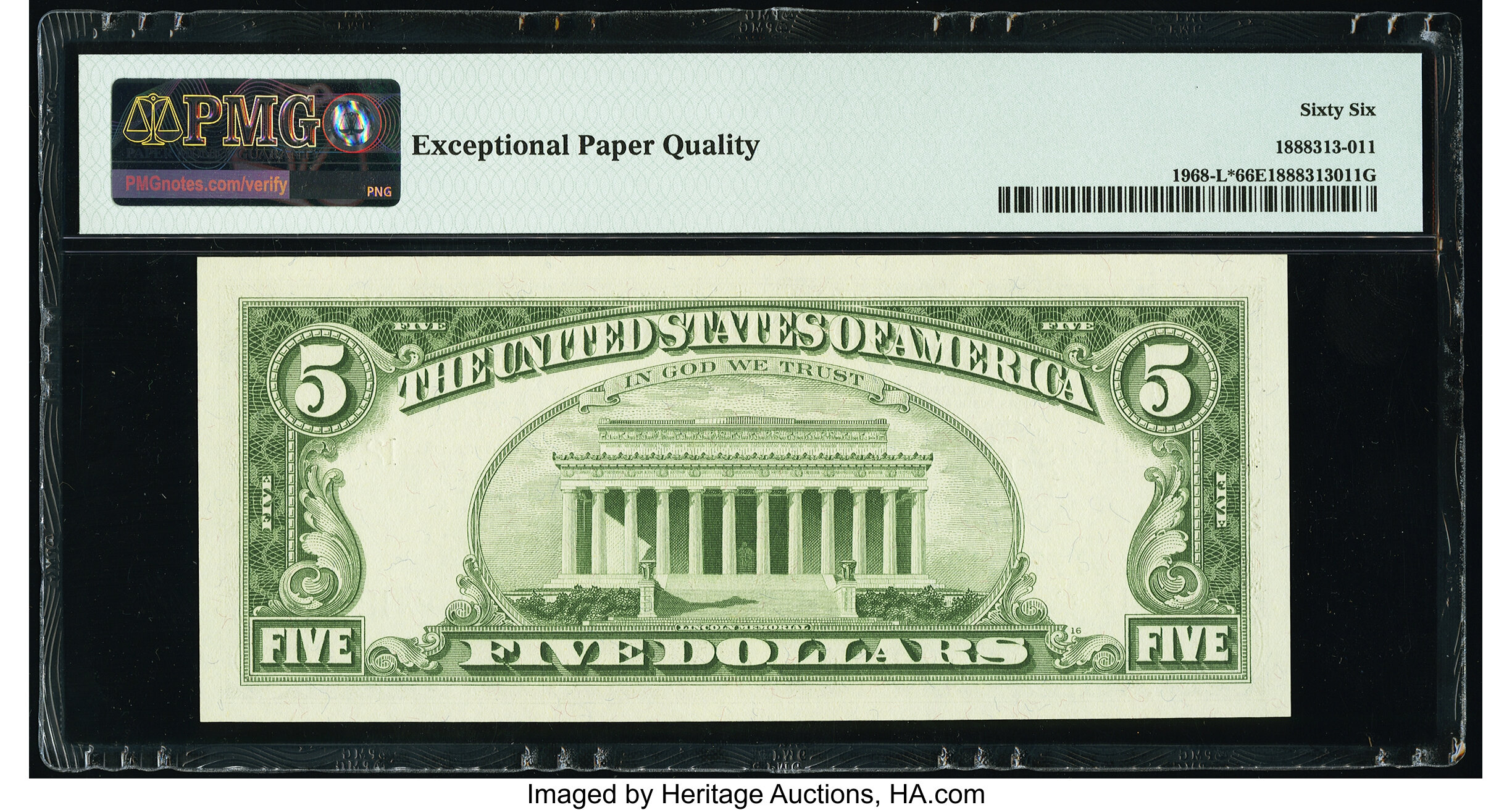 image for: Fr. 1968-L* $5 1963A Federal Reserve Star Note. PMG Gem Uncirculated 66 EPQ....