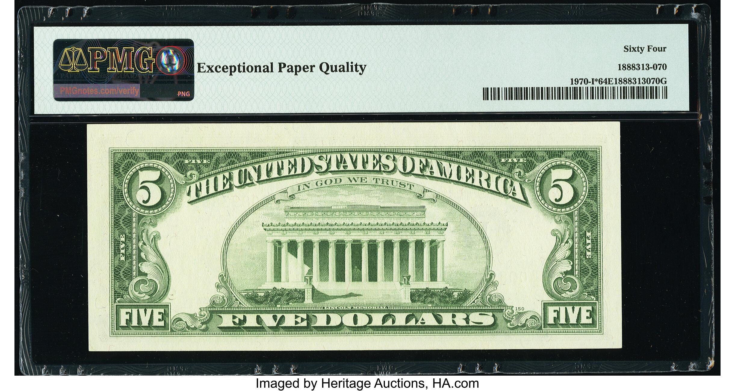 image for: Fr. 1970-I* $5 1969A Federal Reserve Star Note. PMG Choice Uncirculated 64 EPQ....