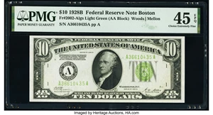 image for: Fr. 2002-A $10 1928B Light Green Seal Federal Reserve Note. PMG Choice Extremely Fine 45 EPQ....