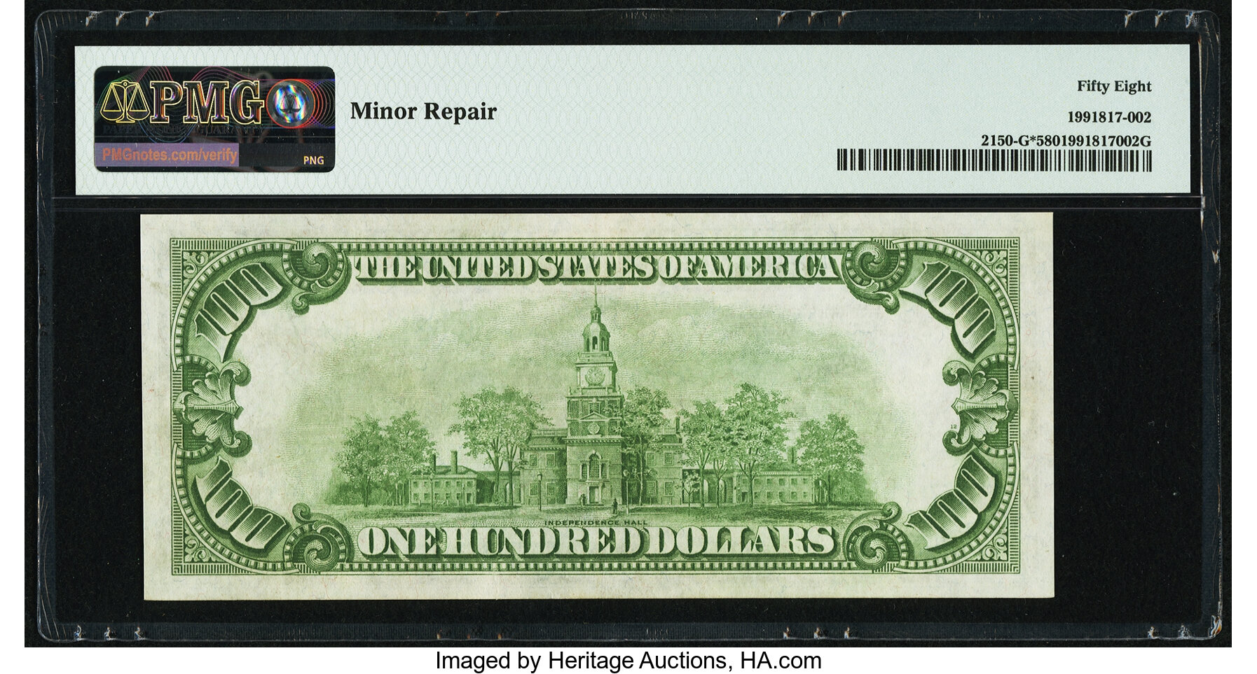 image for: Fr. 2150-G* $100 1928 Federal Reserve Note. PMG Choice About Unc 58....