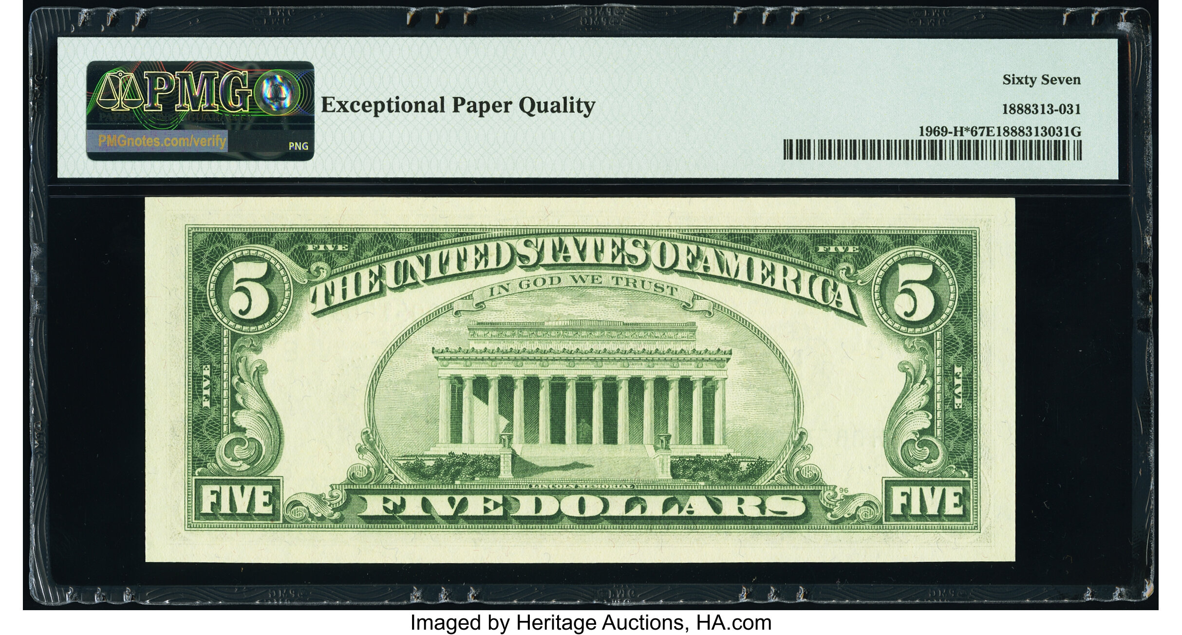 image for: Fr. 1969-H* $5 1969 Federal Reserve Star Note. PMG Superb Gem Unc 67 EPQ....
