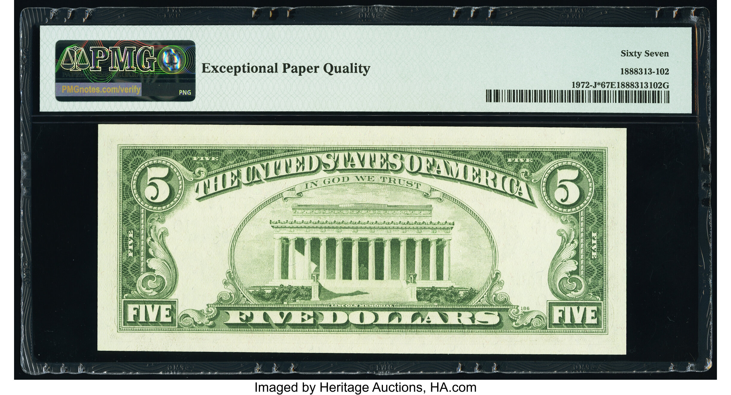 image for: Fr. 1972-J* $5 1969C Federal Reserve Star Note. PMG Superb Gem Unc 67 EPQ....