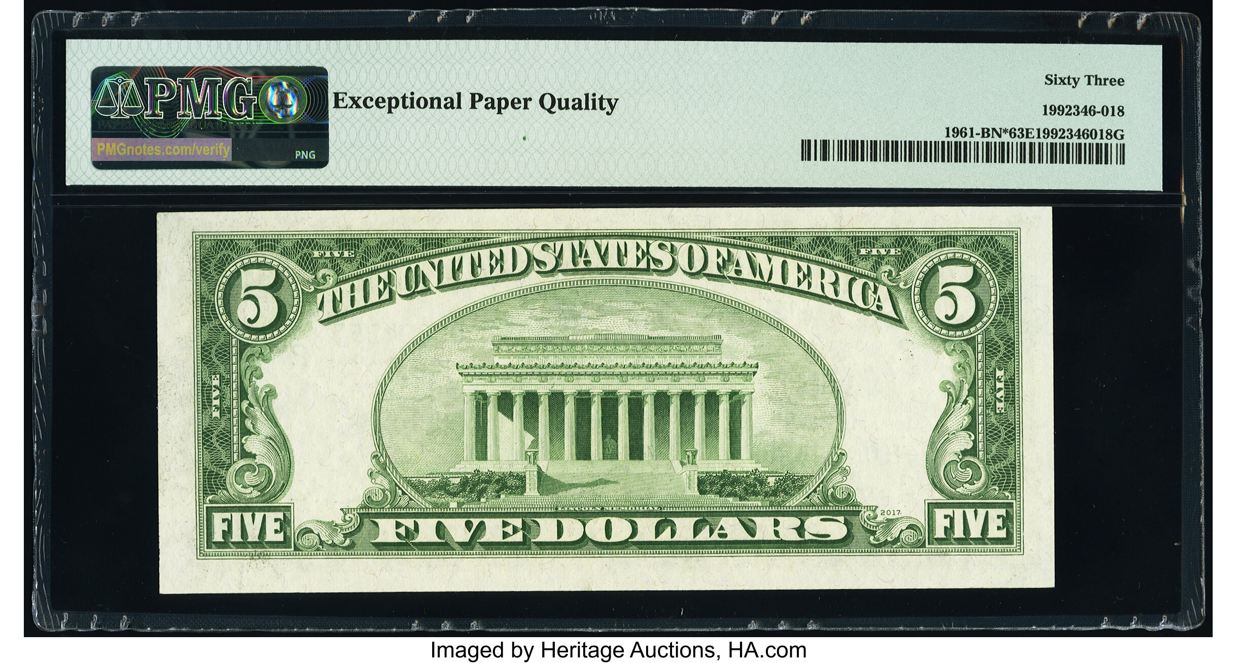 image for: Fr. 1961-B* $5 1950 Narrow Federal Reserve Star Note. PMG Choice Uncirculated 63 EPQ....