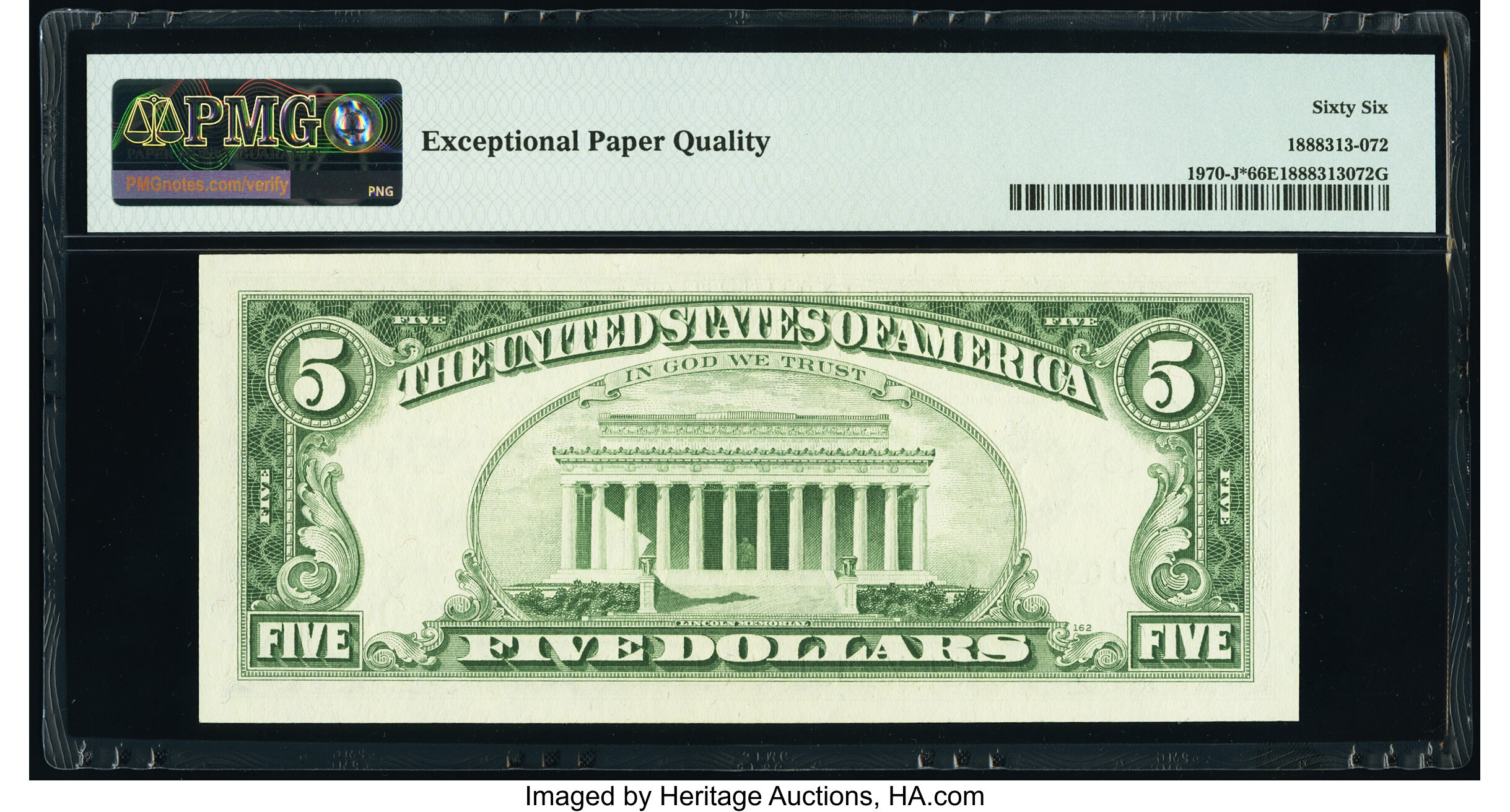 image for: Fr. 1970-J* $5 1969A Federal Reserve Star Note. PMG Gem Uncirculated 66 EPQ....