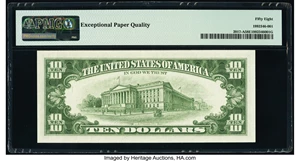 image for: Near Solid Serial Number 60666666 Fr. 2017-A $10 1963A Federal Reserve Note. PMG Choice About Unc 58 EPQ....