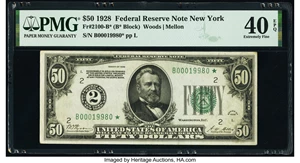 image for: Fr. 2100-B* $50 1928 Federal Reserve Star Note. PMG Extremely Fine 40 EPQ....