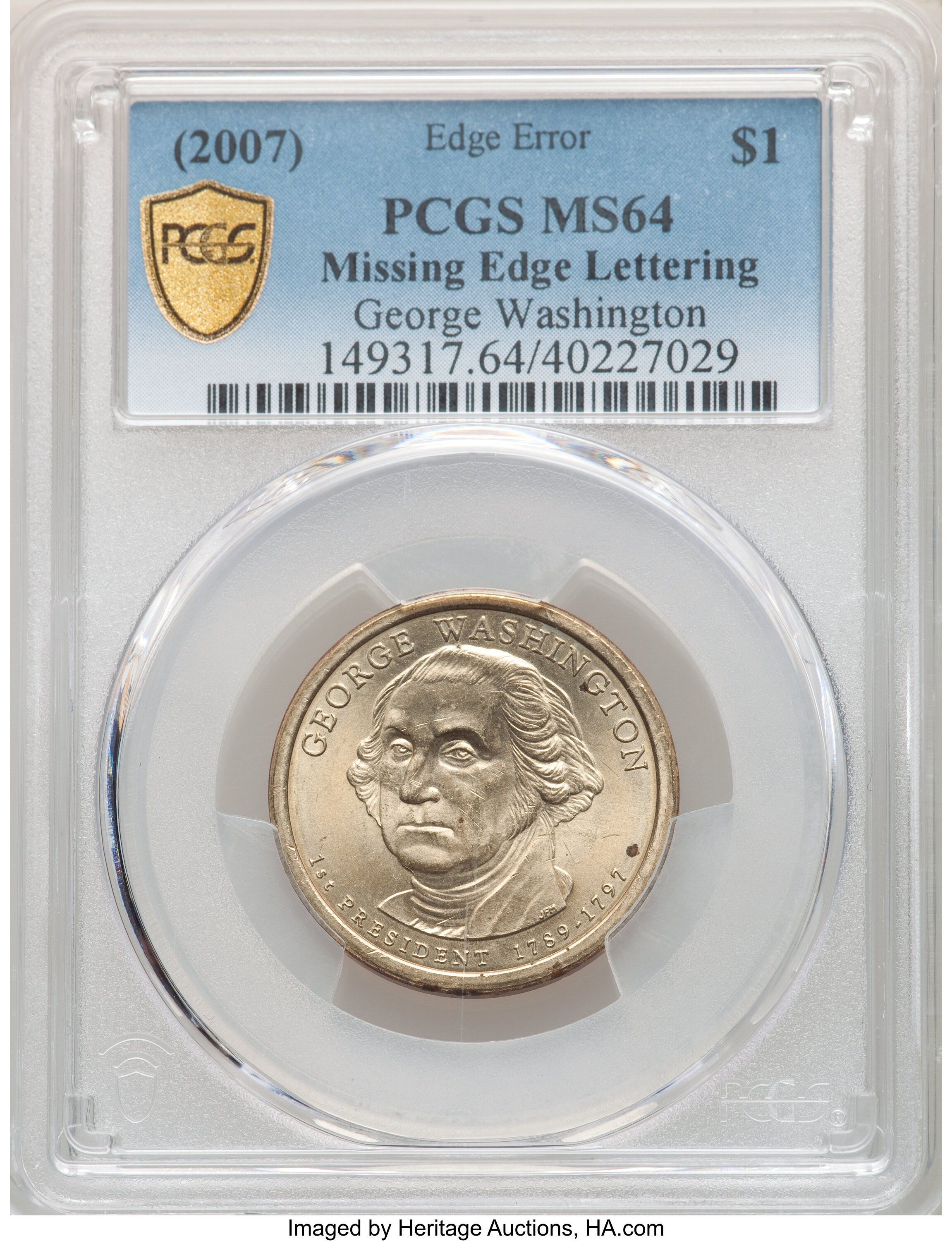 (2007) $1  George Washington, Missing Edge Lettering MS64 thumbnail 6