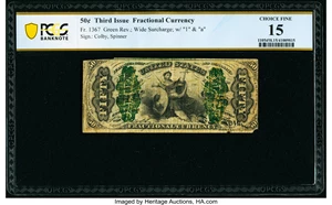 image for: Fr. 1367 50¢ Third Issue Justice PCGS Banknote Choice Fine 15....