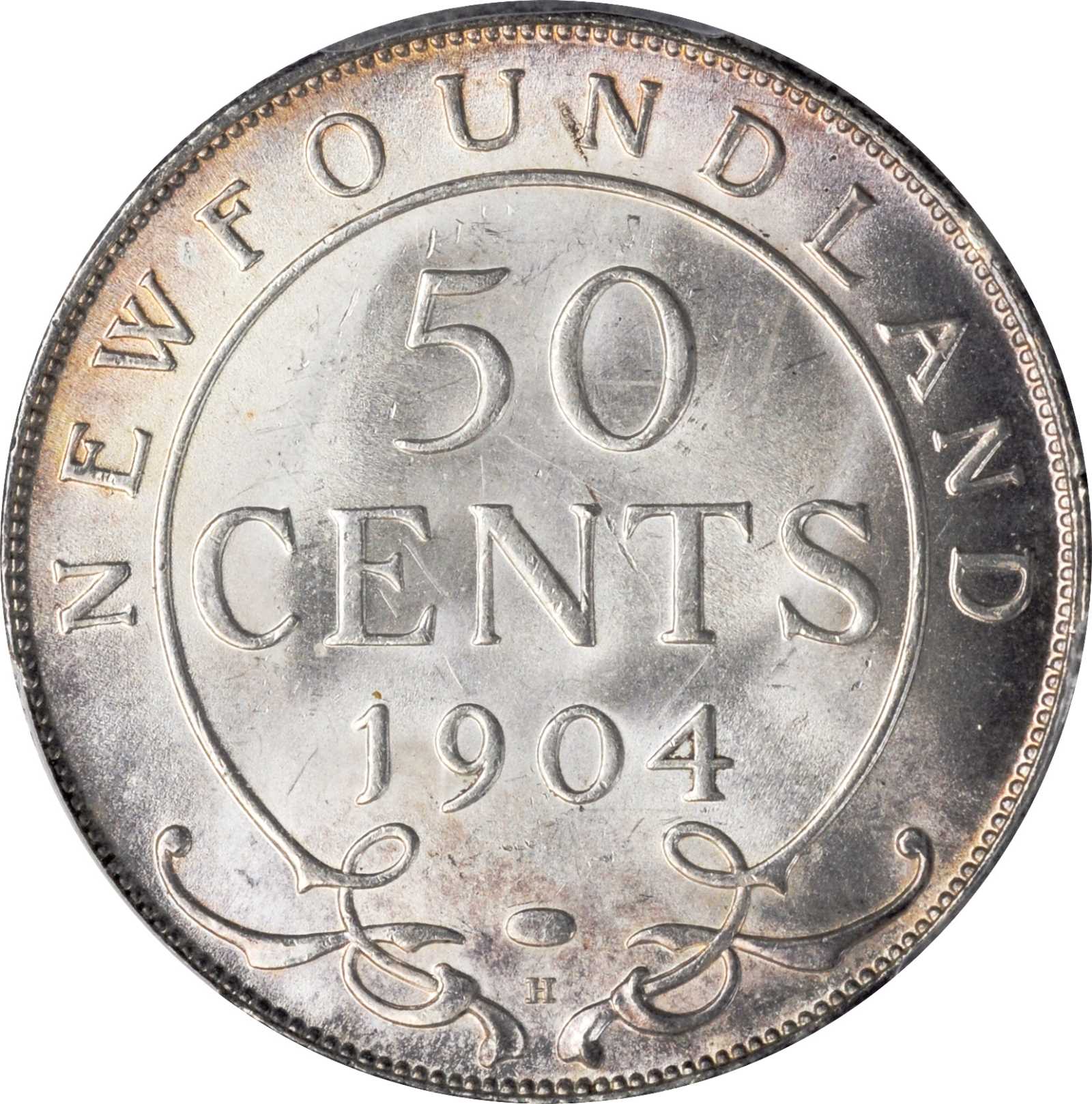 image for: CANADA. Newfoundland. 50 Cents, 1904-H. Heaton Mint. PCGS MS-64+ Gold Shield.
