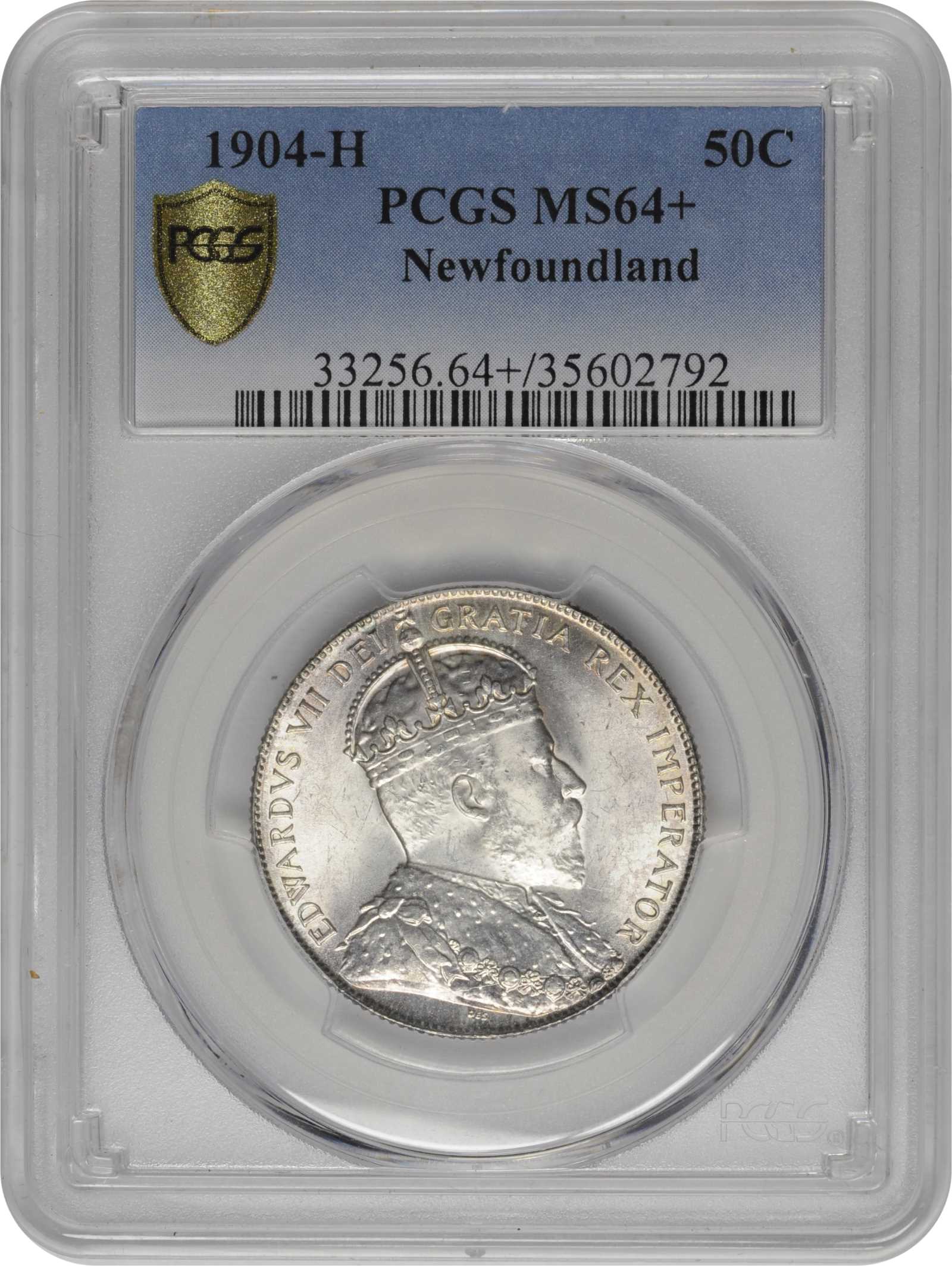 image for: CANADA. Newfoundland. 50 Cents, 1904-H. Heaton Mint. PCGS MS-64+ Gold Shield.