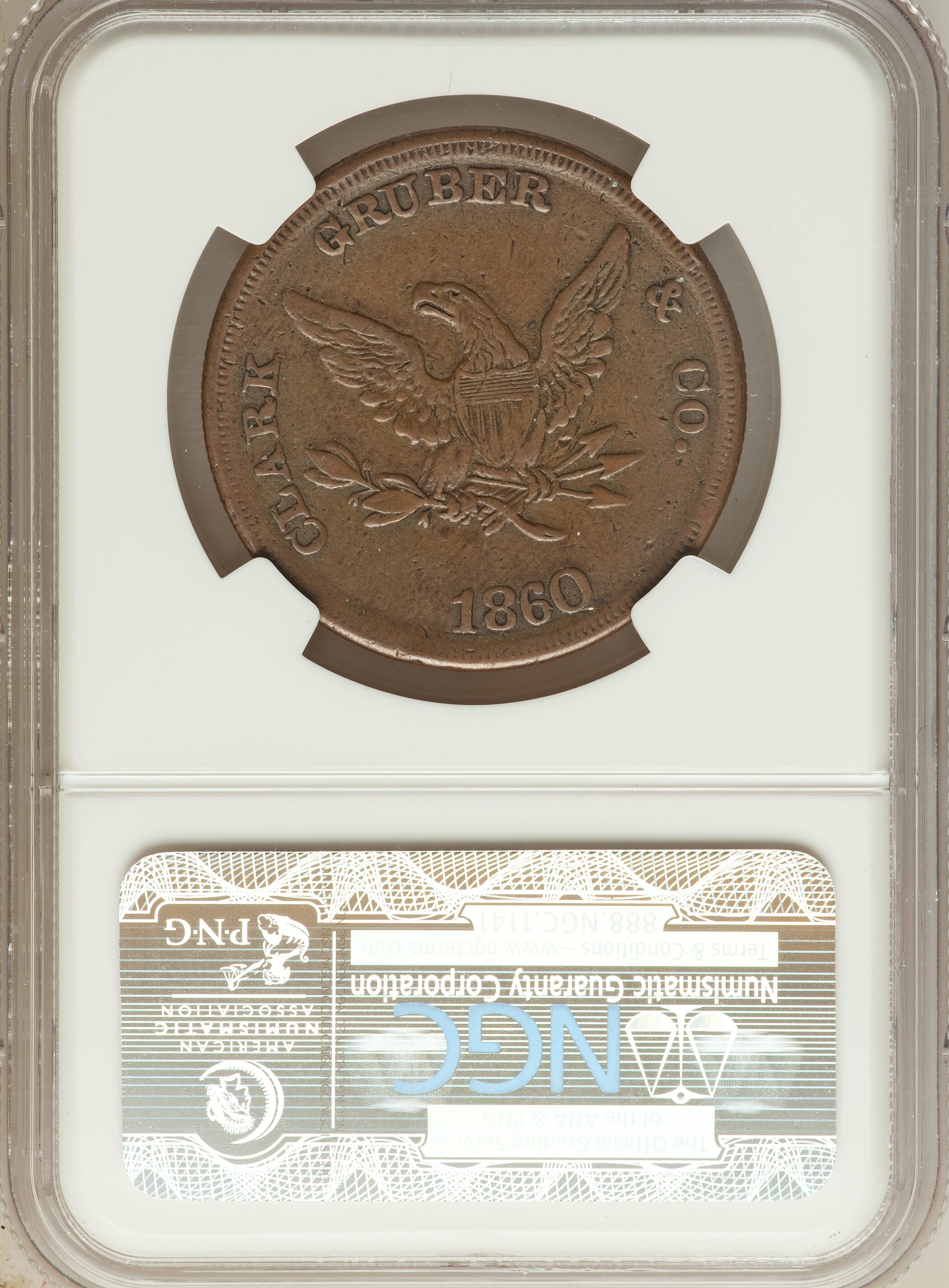 image for: 1860 $20 Clark, Gruber Twenty Dollar Copper Pattern VF35 NGC. K-4a, R.5....