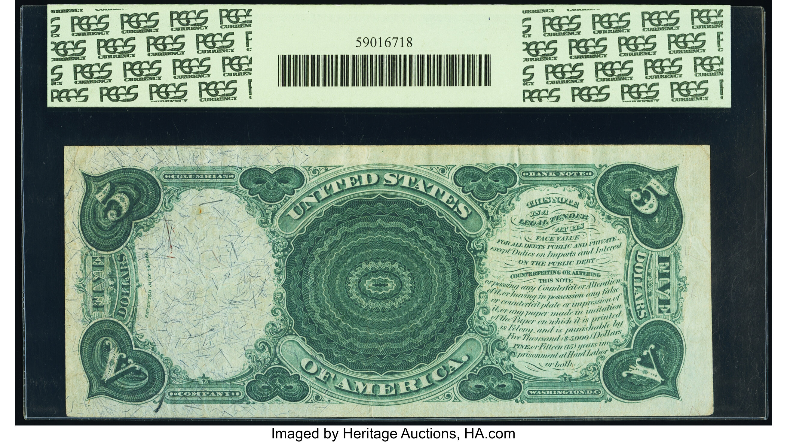 image for: Fr. 65 $5 1875 Legal Tender PCGS Very Fine 35PPQ....