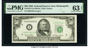 image for: Fr. 2107-I $50 1950 Federal Reserve Note. PMG Choice Uncirculated 63 EPQ....