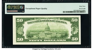 image for: Fr. 2107-I $50 1950 Federal Reserve Note. PMG Choice Uncirculated 63 EPQ....