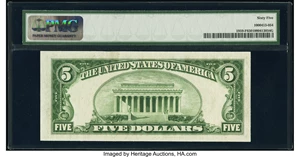 image for: Fr. 1959-F $5 1934C Federal Reserve Note. PMG Gem Uncirculated 65....