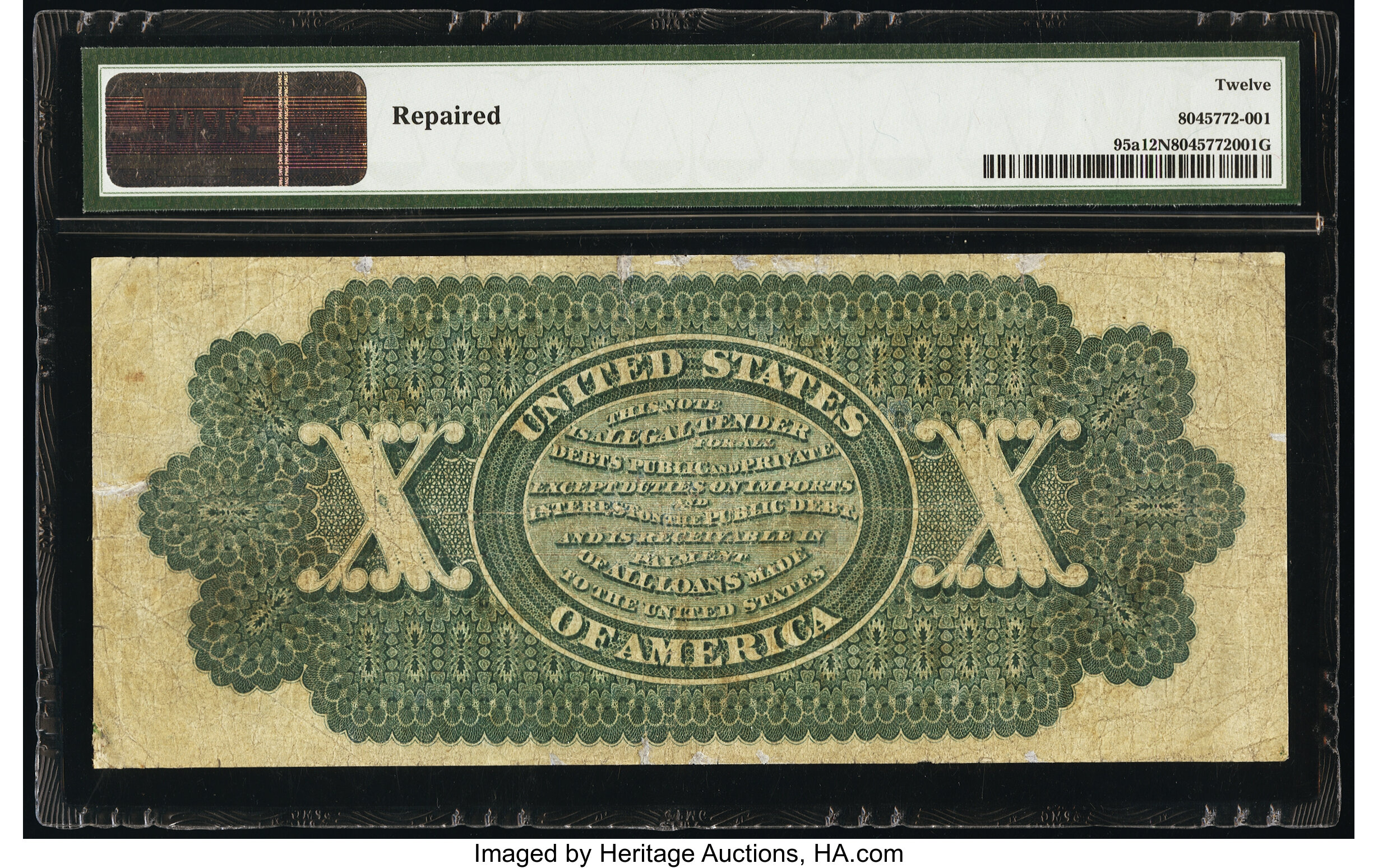 image for: Fr. 95a $10 1863 Legal Tender PMG Fine 12 Net....