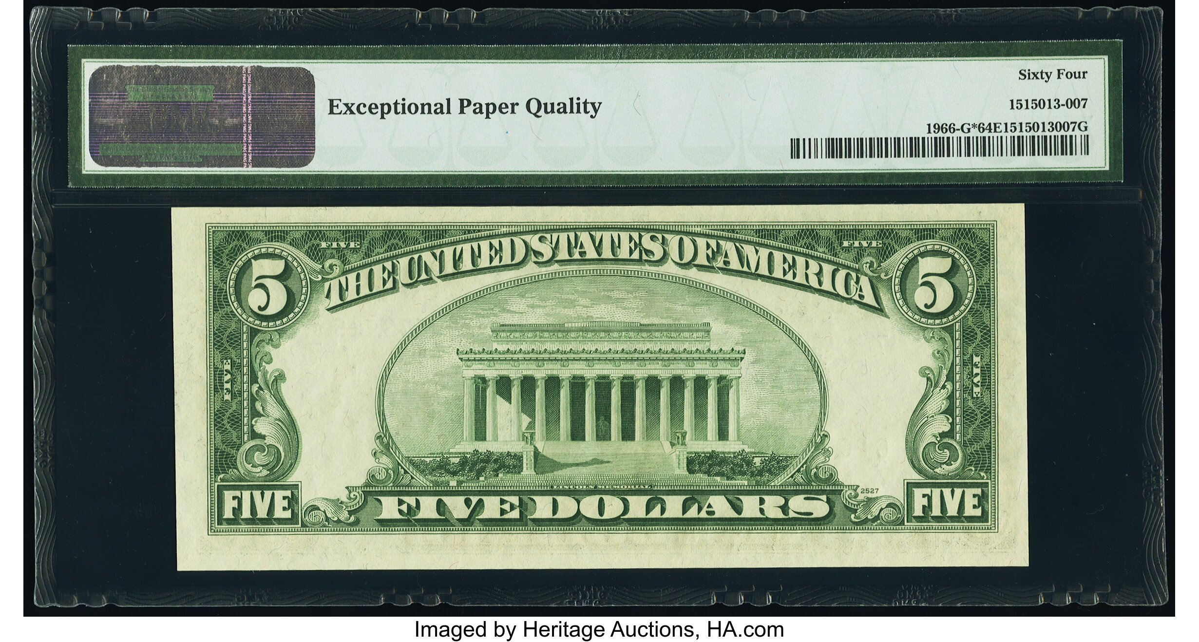 image for: Fr. 1966-G* $5 1950E Federal Reserve Star Note. PMG Choice Uncirculated 64 EPQ....