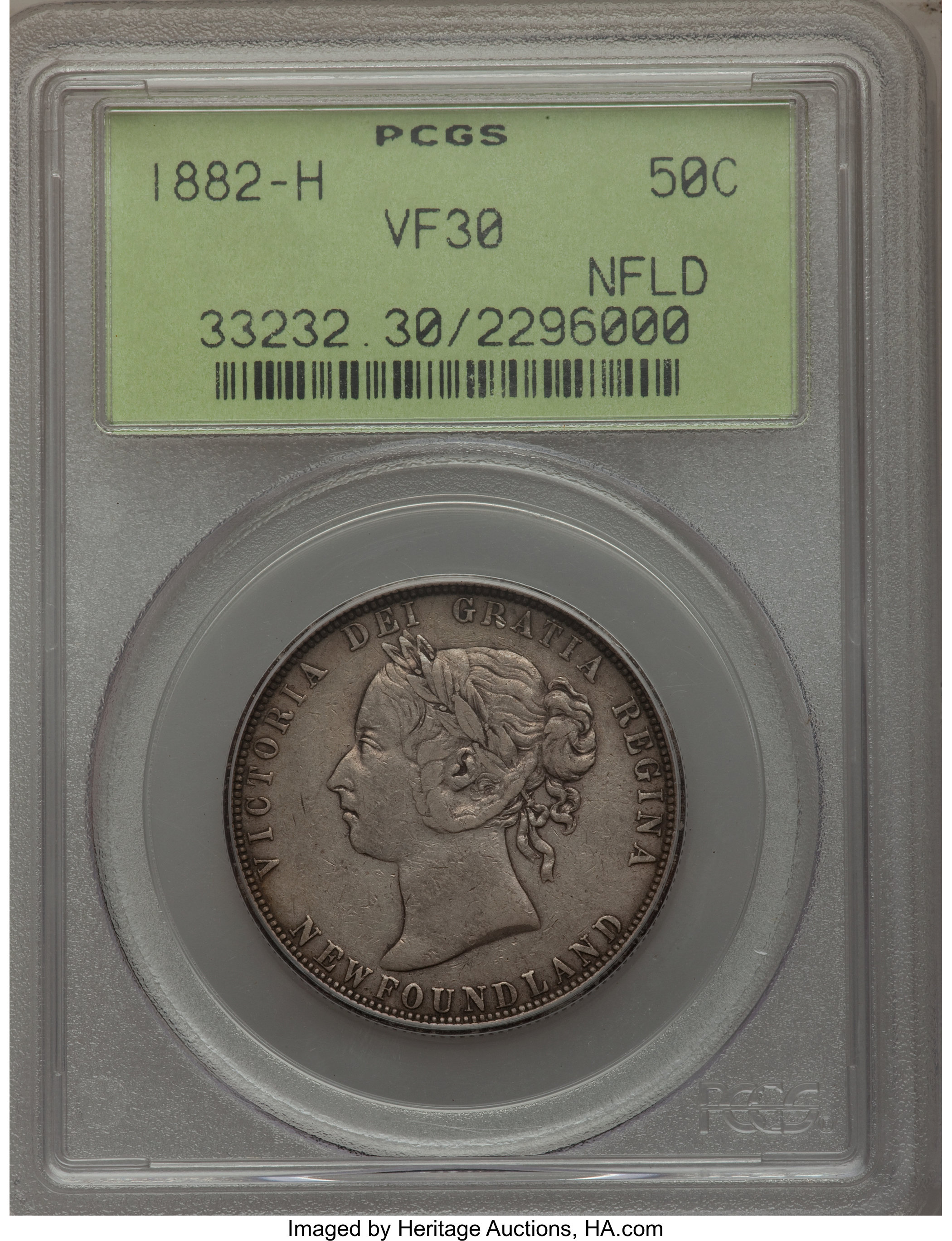 image for: Newfoundland. Victoria 50 Cents 1882-H VF30 PCGS