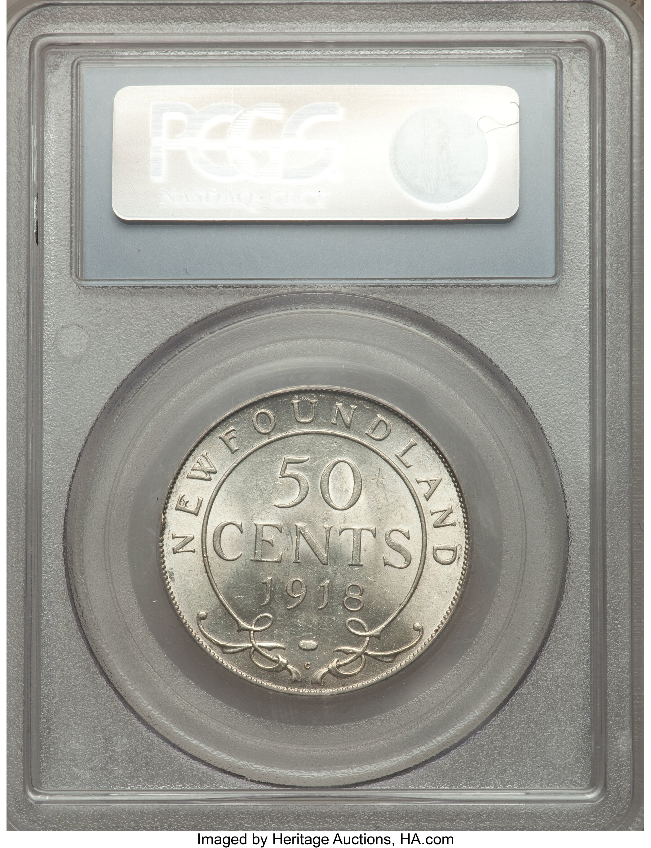 image for: Newfoundland. George V 50 Cents 1918-C MS62 PCGS