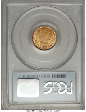image for: Newfoundland. Victoria gold 2 Dollars 1888 AU58 PCGS