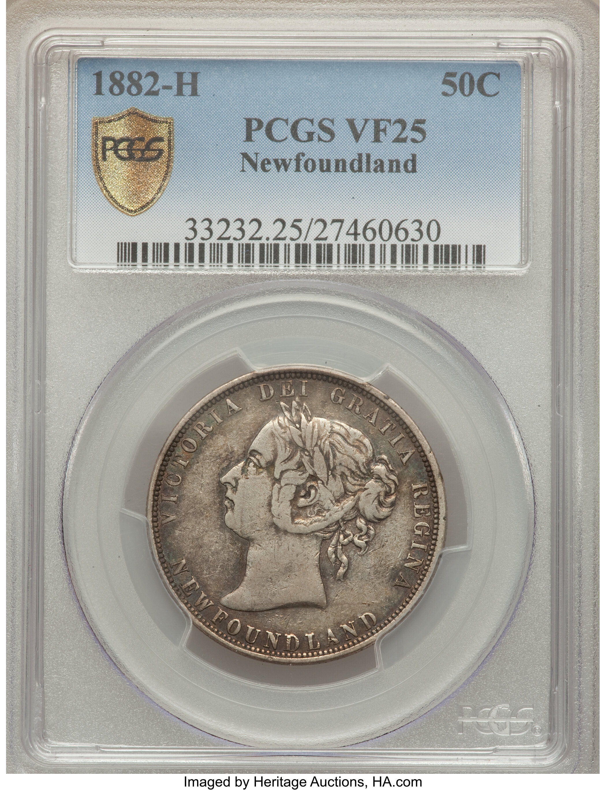 image for: Newfoundland. Victoria 50 Cents 1882-H VF25 PCGS