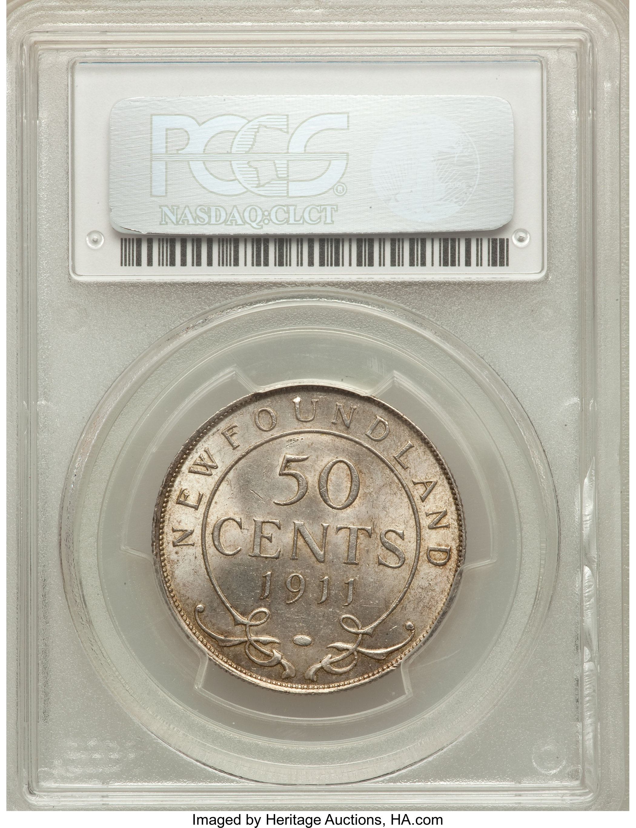 image for: Newfoundland. George V 50 Cents 1911 MS62 PCGS