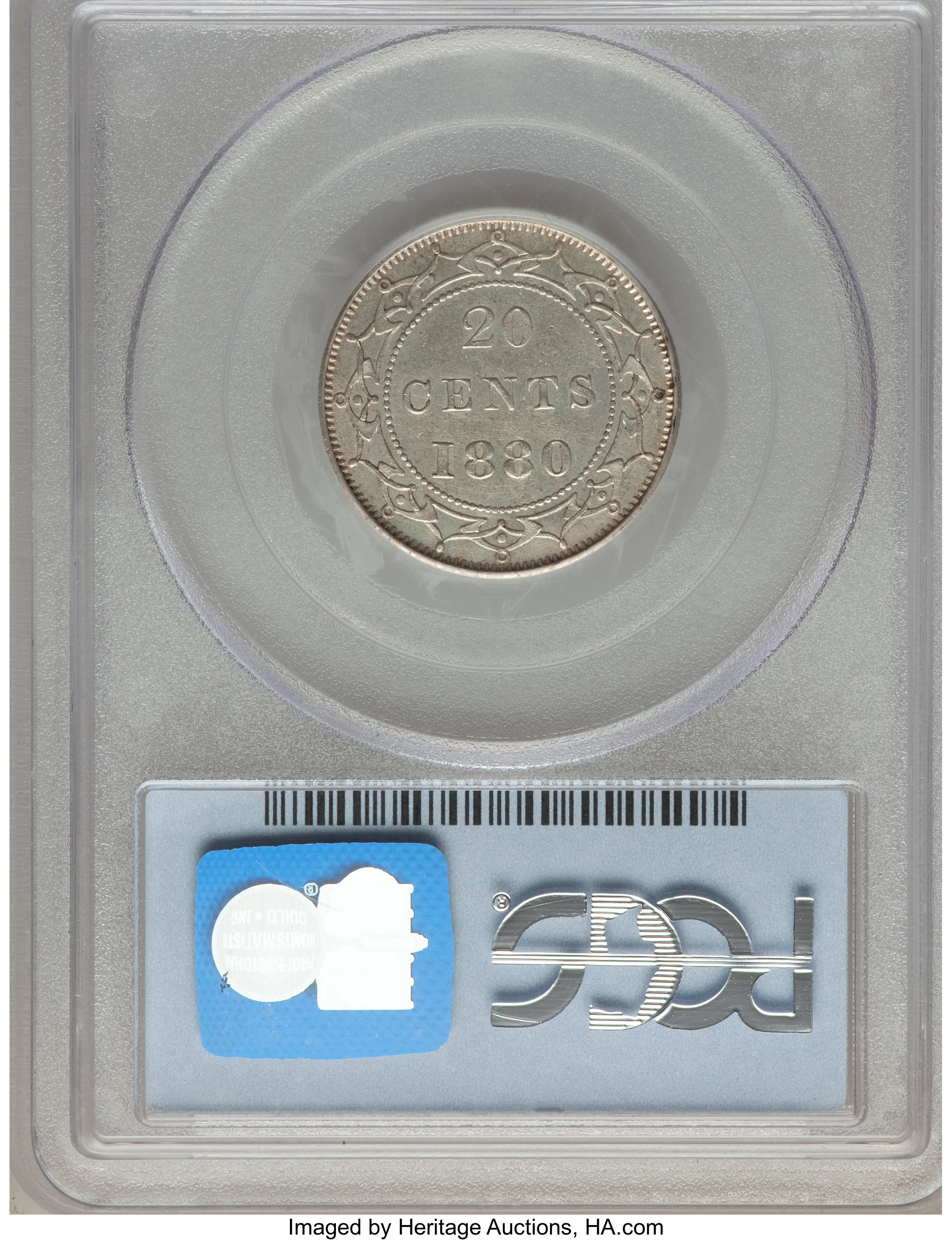 image for: Newfoundland. Victoria 20 Cents 1880 AU55 PCGS