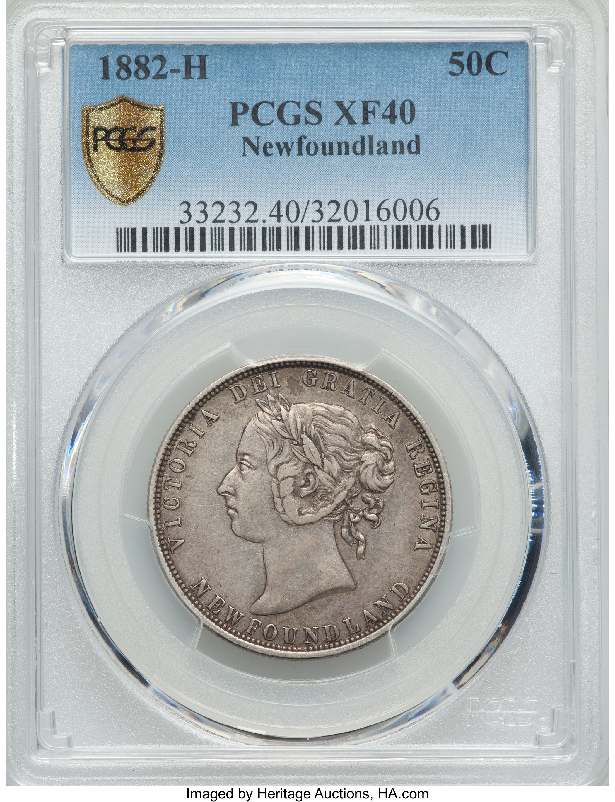 image for: Newfoundland. Victoria 50 Cents 1882-H XF40 PCGS