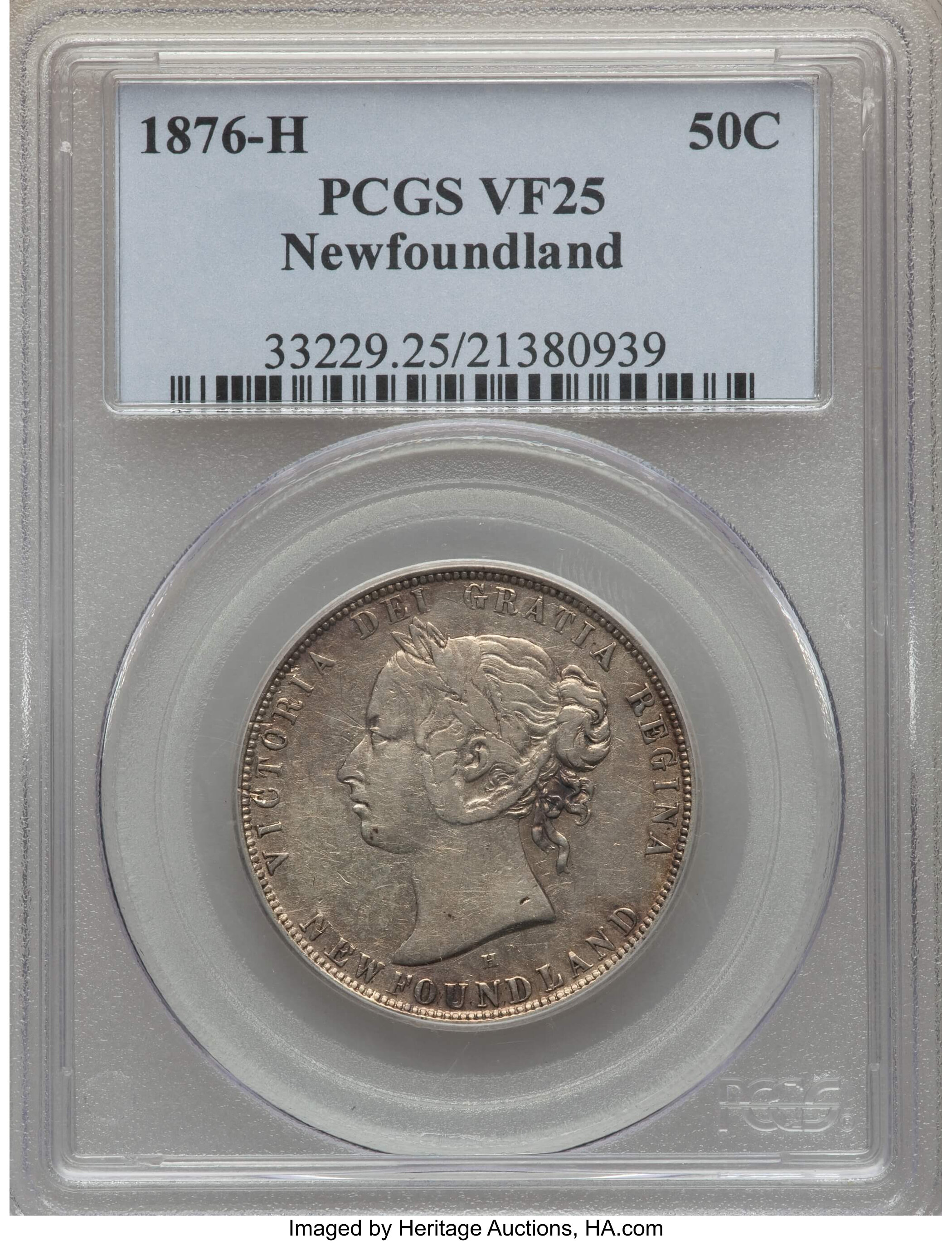 image for: Newfoundland. Victoria 50 Cents 1876-H VF25 PCGS