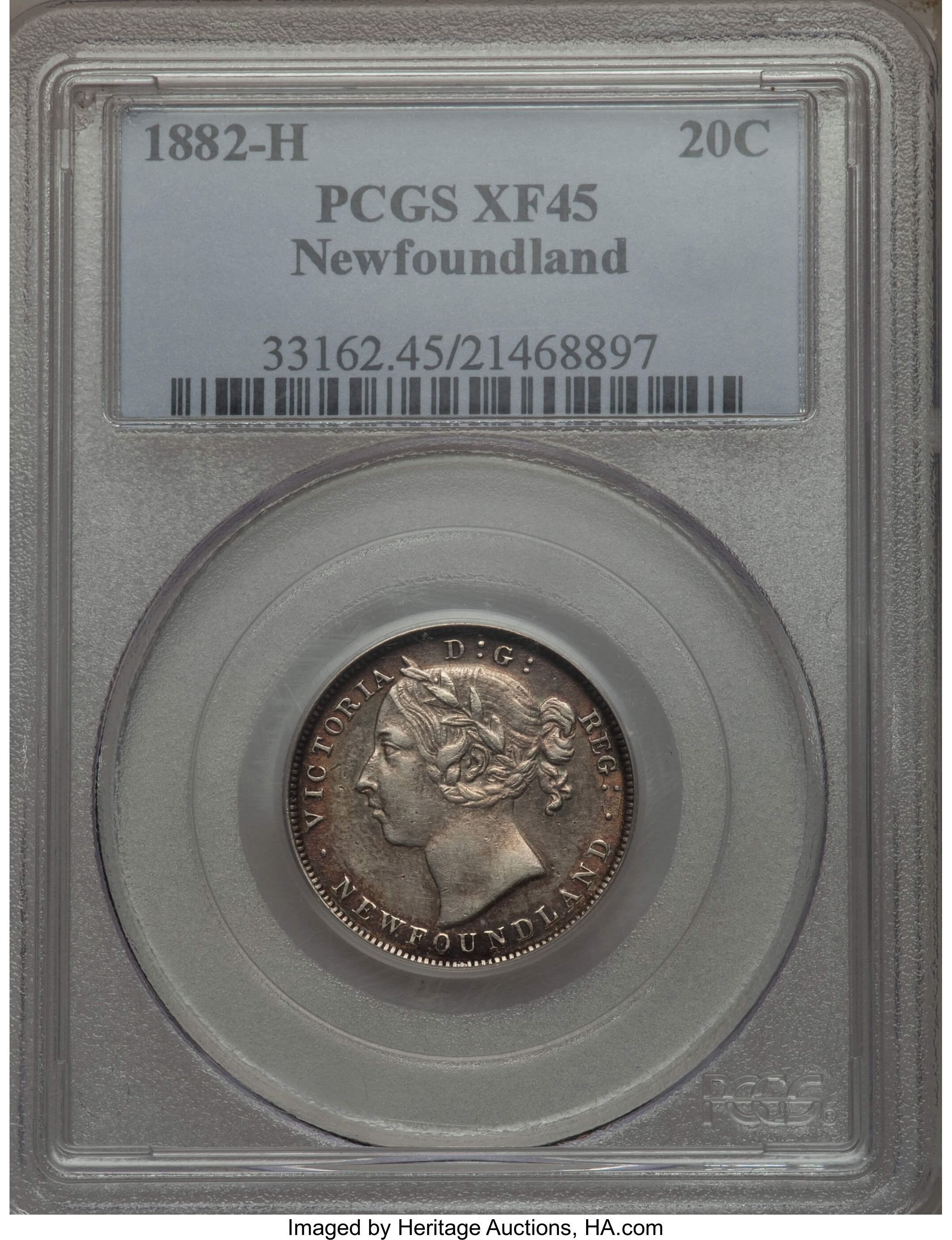 image for: Newfoundland. Victoria 20 Cents 1882-H XF45 PCGS