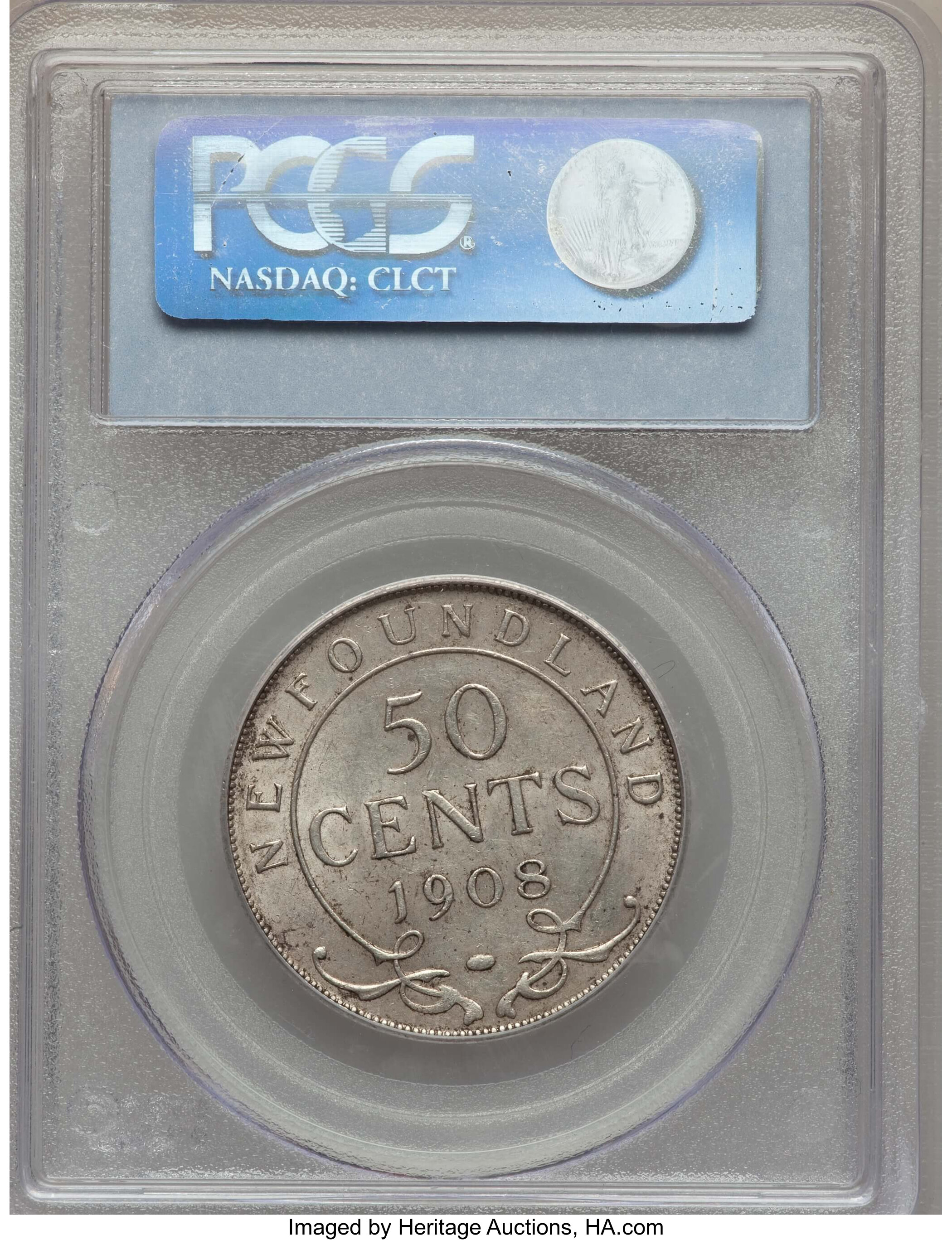image for: Newfoundland. Edward VII 50 Cents 1908 AU58 PCGS