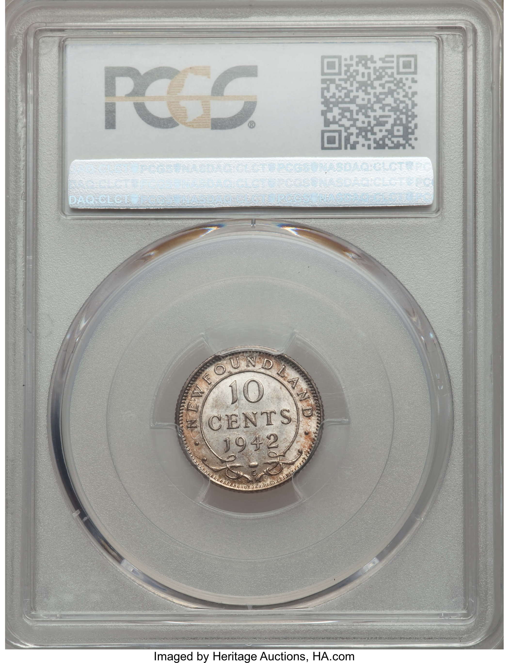 image for: Newfoundland. George VI 10 Cents 1942-C AU58 PCGS