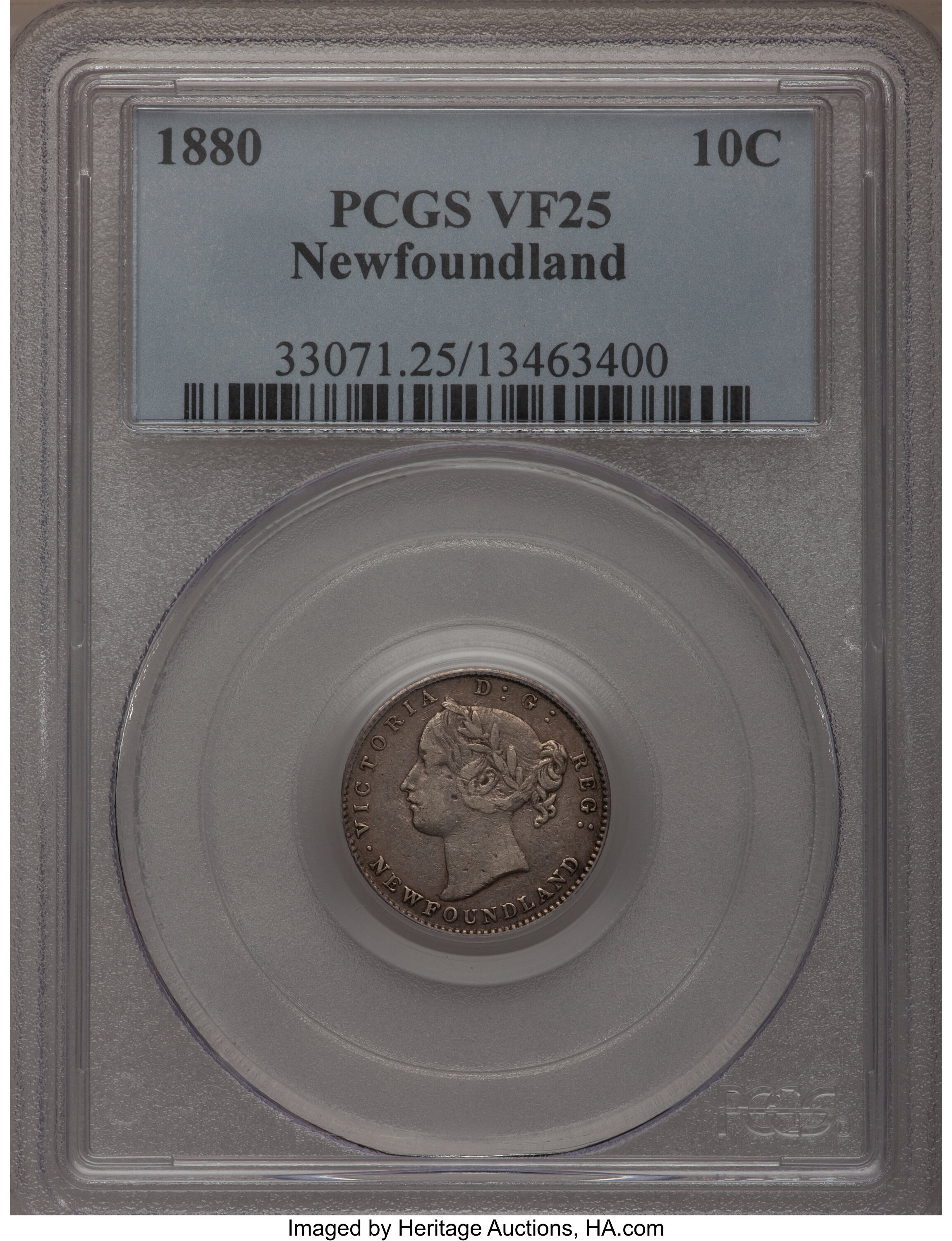 image for: Newfoundland. Victoria 10 Cents 1880 VF25 PCGS, 
